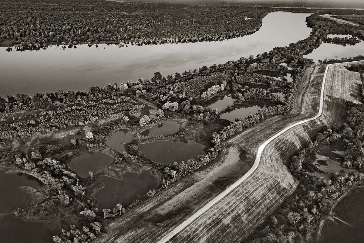 Earthen levee at Glasscock Townhead, south of Natchez, MS.